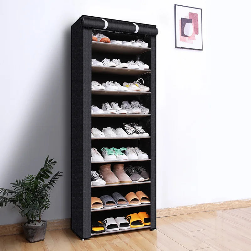 Dustproof Shoe Cabinet - Non-Woven Fabric Shoe Rack with Steel Frame, 5 to 9 Lattices for Entryway Storage, Everstock