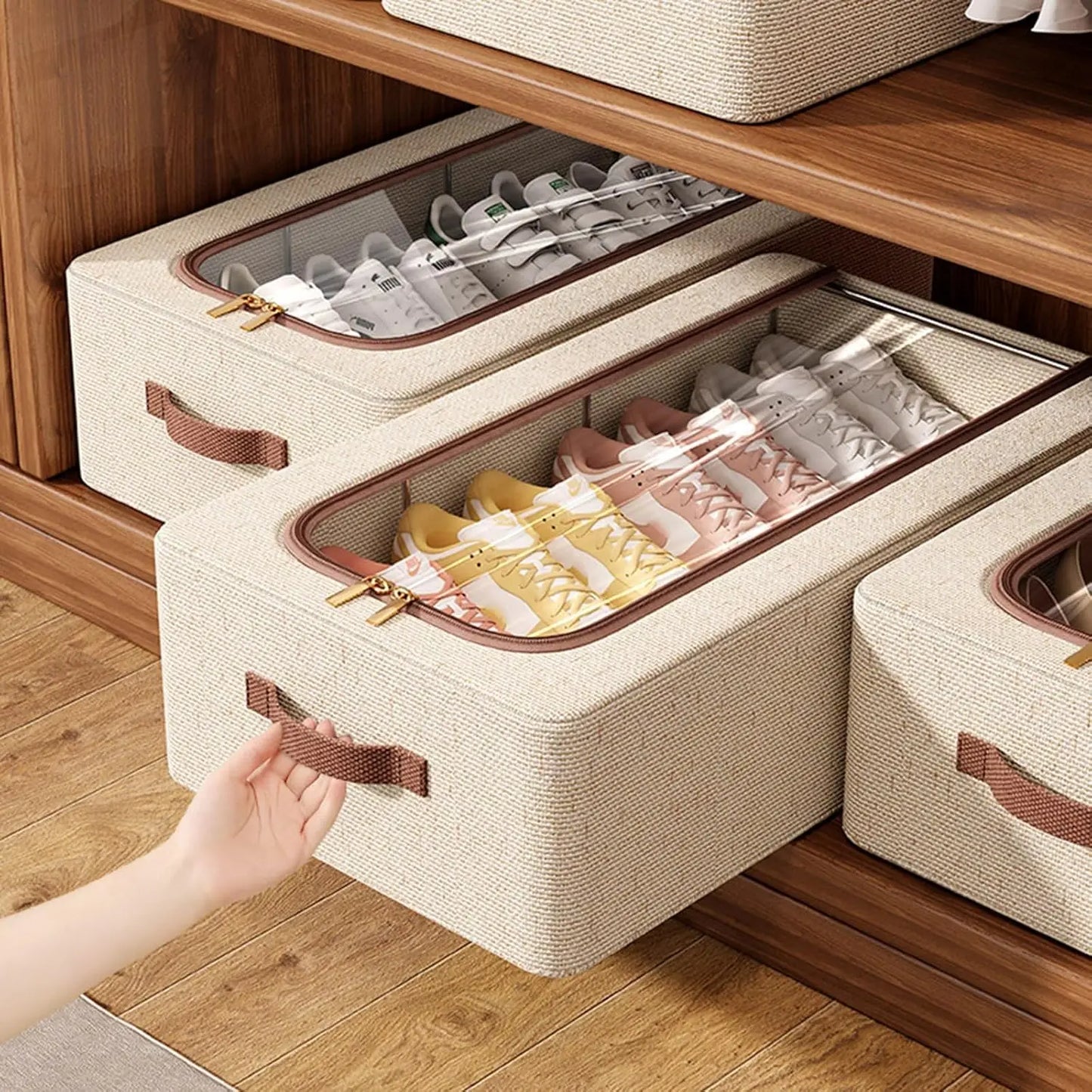 Foldable Shoe & Hat Storage Bins - Stackable Under-Bed Organizer for Closet Clothes Storage, Everstock