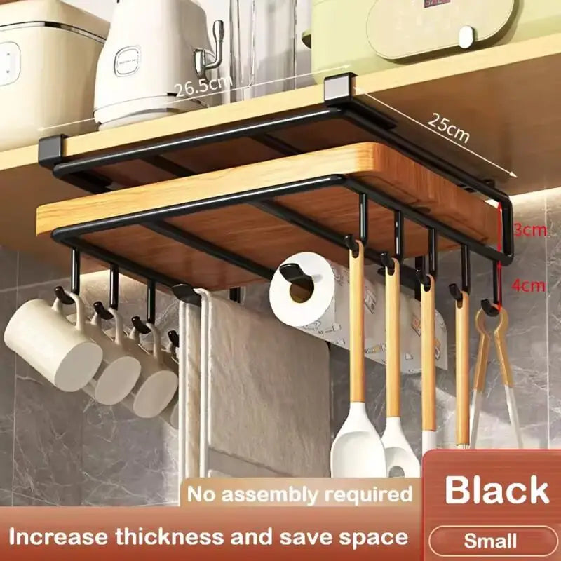 Under-Cabinet Hanging Organizer Rack - Steel Hook Shelf for Paper Towels, Cutting Boards & Pot Lids, Kitchen, Everstock