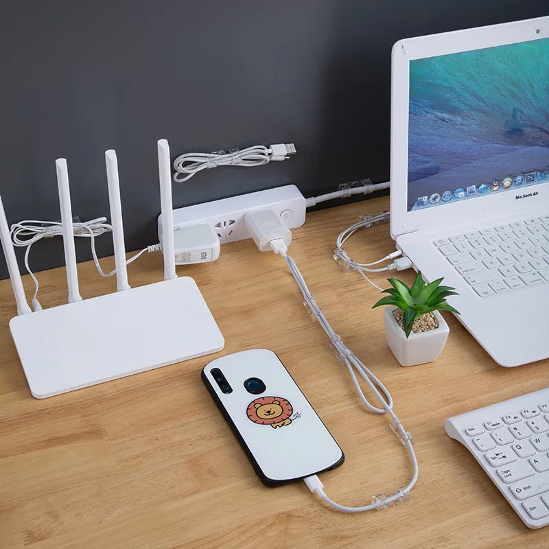 Cable Clips Set - Acrylic and ABS Resin Cord Holders in Two Sizes for Desk, Wall, Tile and Glass, Everstock