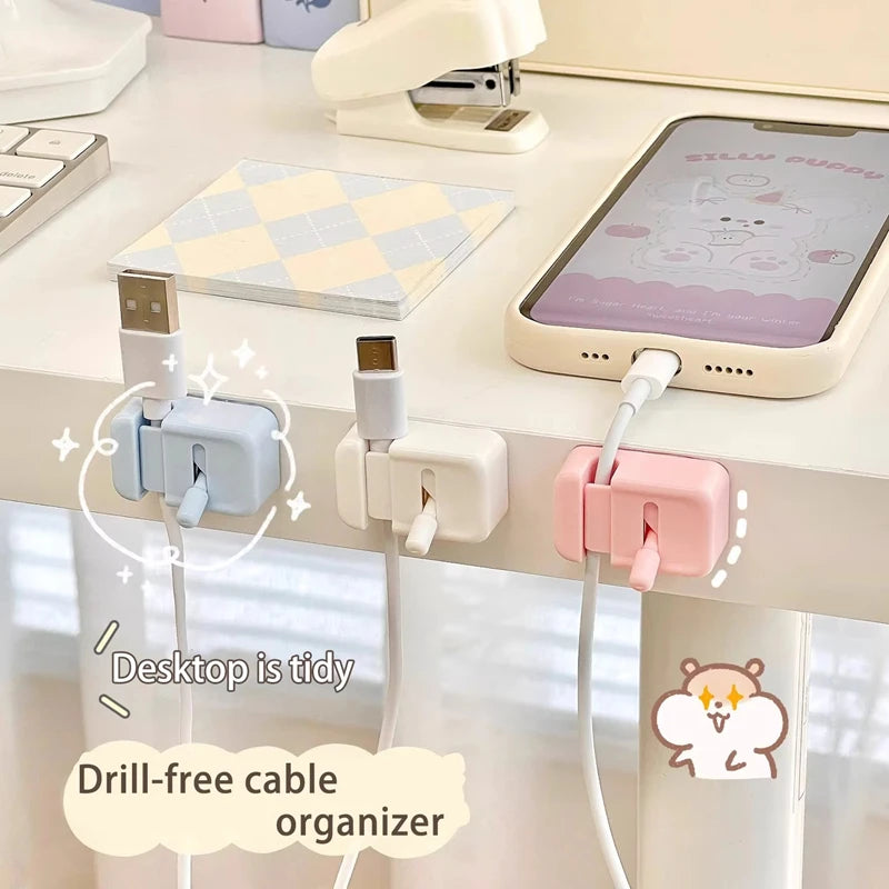 Desk Edge Cable Clip - No-Drill Cord Holder for Charging Cables and Data Wires at the Desk, Everstock