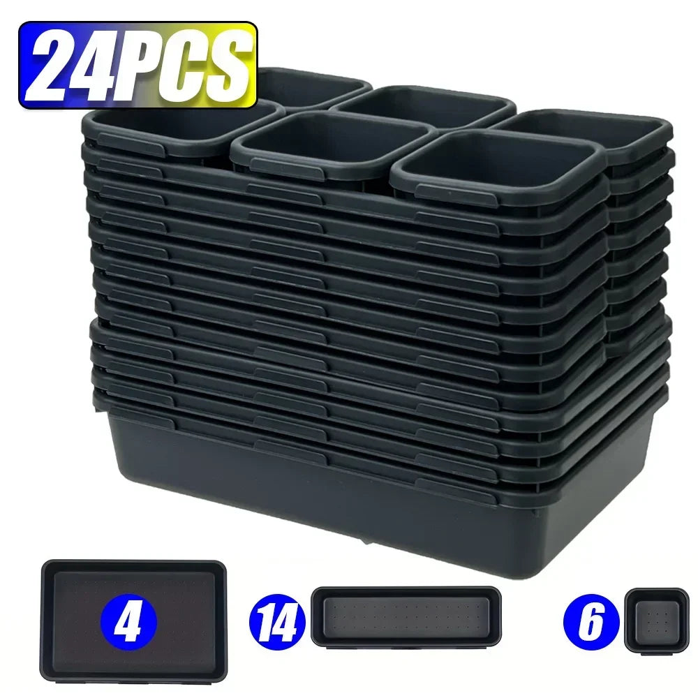 Drawer Organizer Tray Set - Interlocking PP Tool Bins in 3 Sizes for Workbench, Toolbox & Desk, Everstock