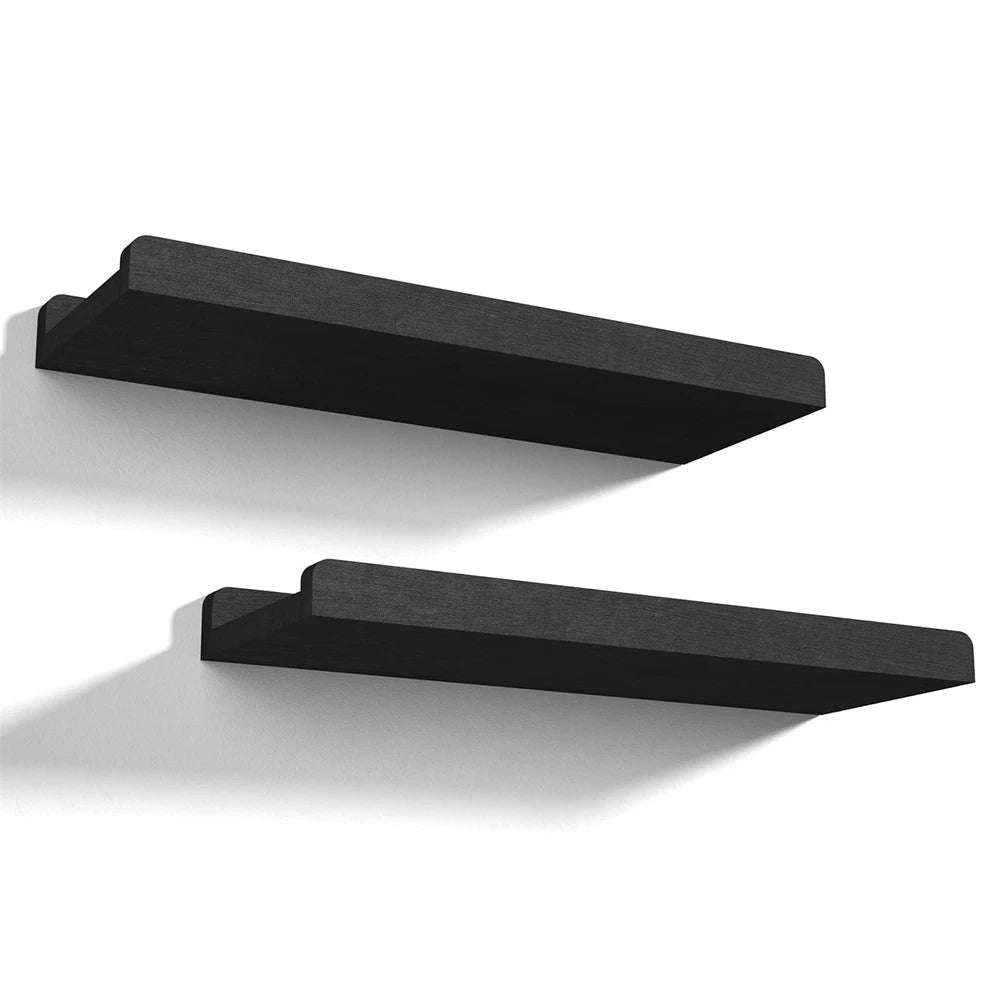 Wall Ledge Shelf Set of 2 - Farmhouse Wood Floating Shelves with Front Lip for Photo Frames, Everstock
