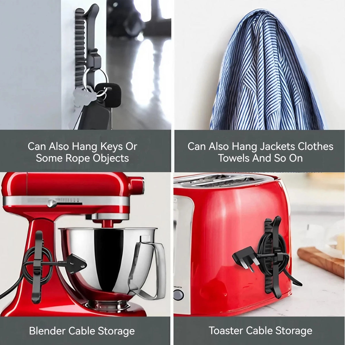 Cable Management Box - Adhesive Cord Organizer for Desk, Kitchen Counter & Wall, No Drilling, Everstock