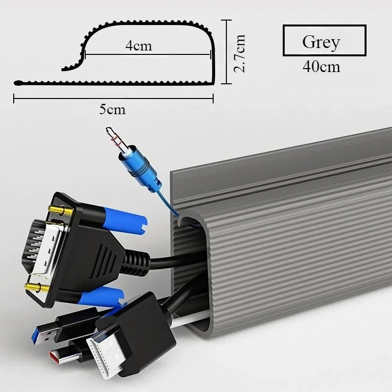 Desk Cable Tray - PVC Under-Desk Cord Raceway Channel with Adhesive Fixing, No Drilling, for Home Office, Everstock