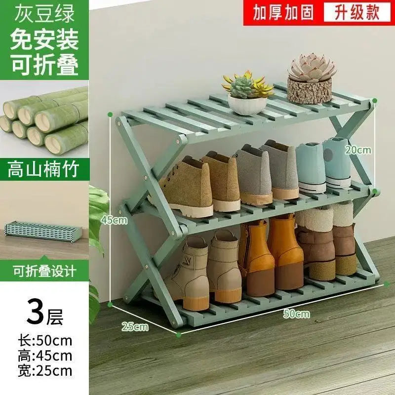 Folding Shoe Rack Stand - No-Assembly Multi-Layer Wooden Shoe Storage for Entryway and Front Door, Everstock
