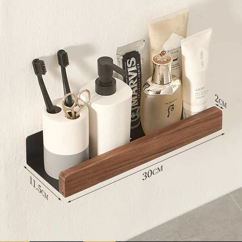 Solid Wood Corner Shelf - Wall-Mounted Shower Storage Rack for Shampoo & Toiletries, Everstock