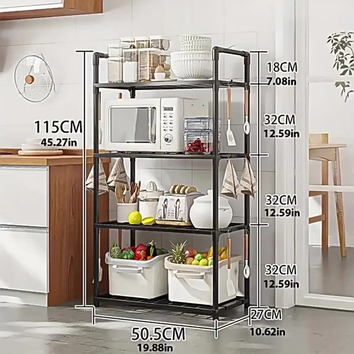 Multi-Tier Kitchen Storage Rack - Freestanding Floor Organizer Shelf for Pantry, Utility & Small Spaces, Everstock