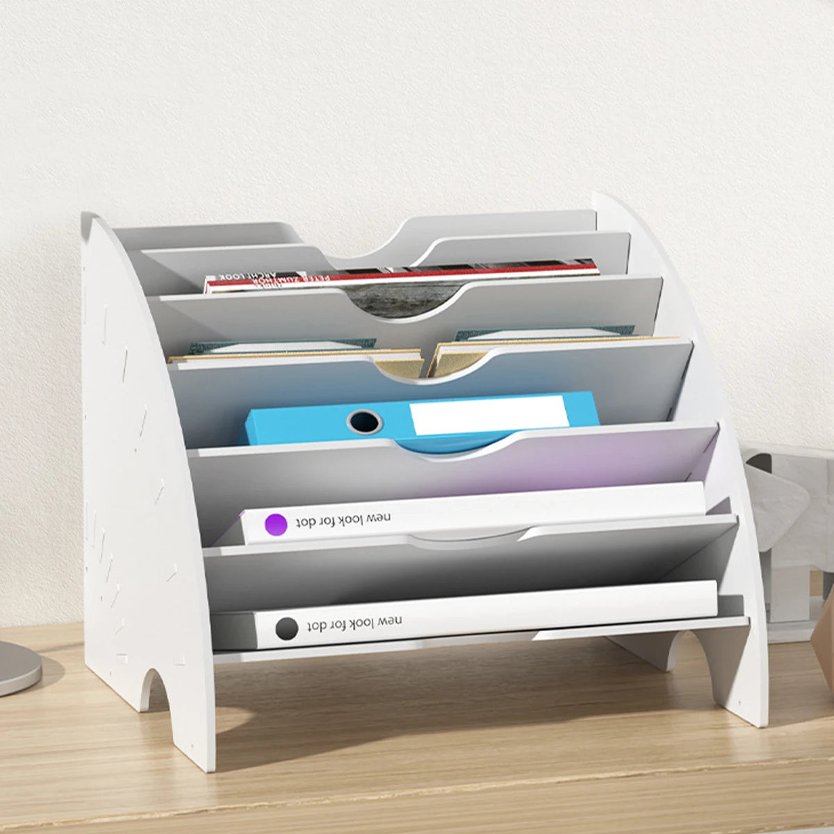 7-Tier Desktop File Organizer - White Vertical Document Sorter for Letters, Folders and Mail, Everstock