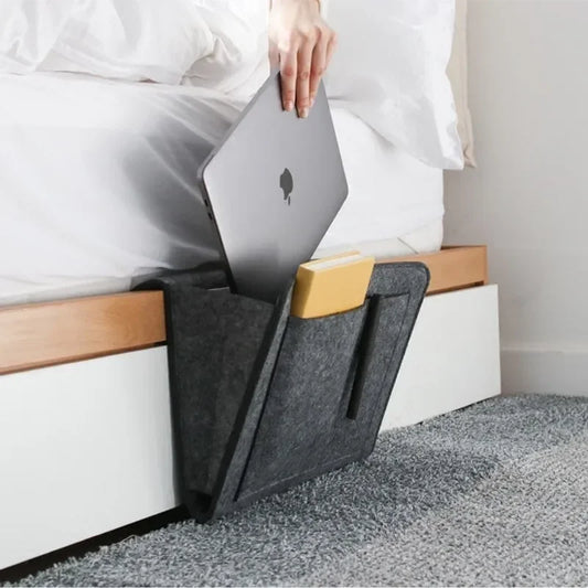 Bedside Hanging Storage Bag - Felt Caddy with Pockets for Magazines, Phones and Remotes, Bed or Sofa, Everstock