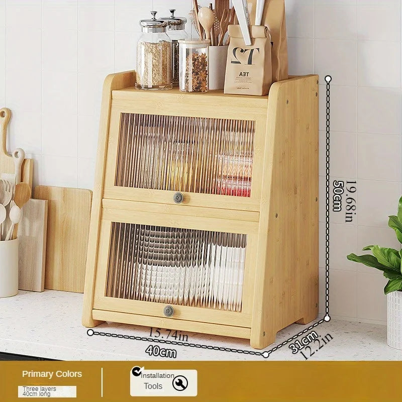 Corner Shelf Organizer - 3-Tier Wooden Countertop Rack for Spices, Pantry & Kitchen Storage, Everstock