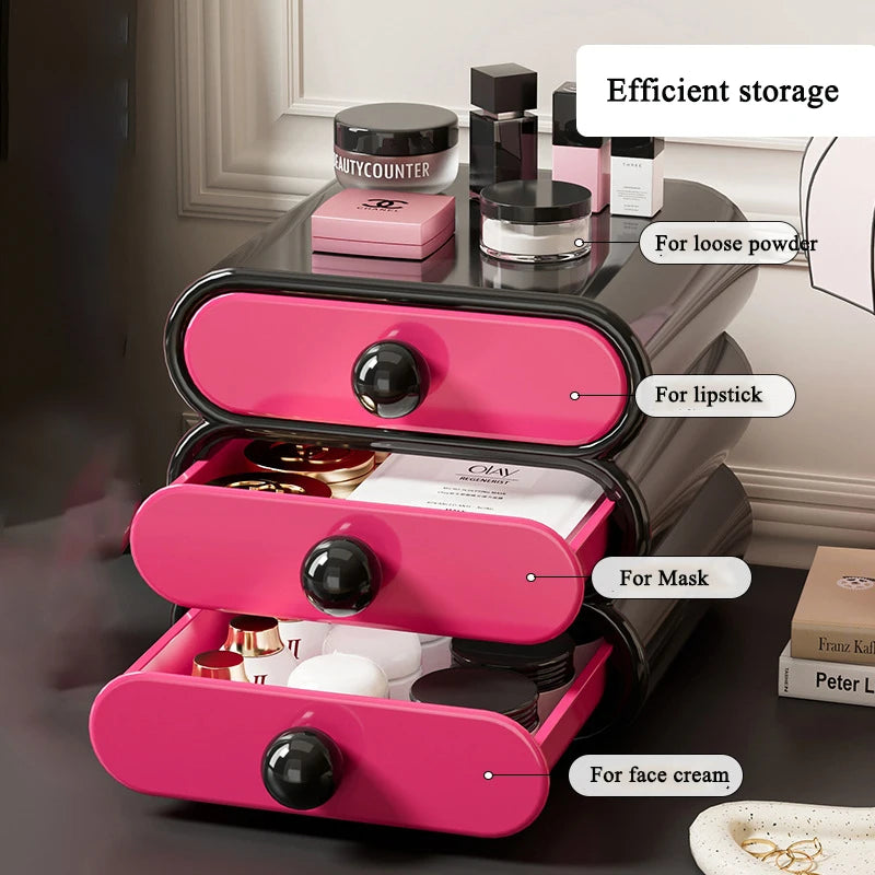 3-Layer Makeup Drawer Organizer - Plastic Cosmetics Storage Box for Vanity, Dressing Table & Stationery, Everstock