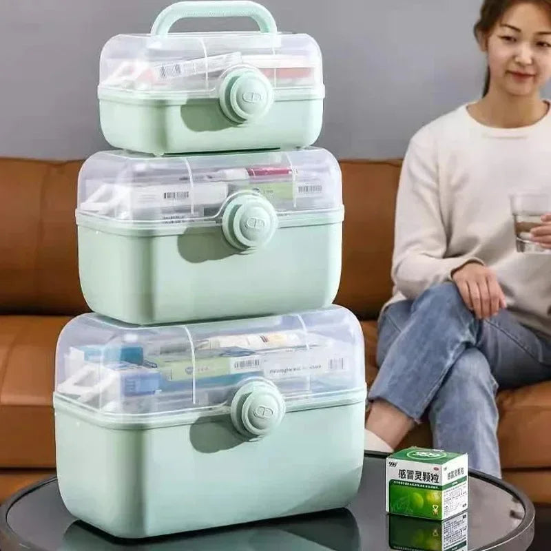 Portable Medicine Storage Box - Layered First-Aid Supply Organizer for Home & Travel, Everstock