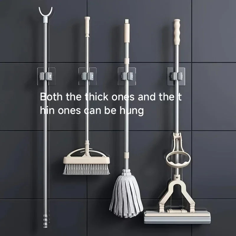 Traceless Wall Hanging Hook Rack - Waterproof Mop & Broom Organizer for Bathroom Storage, Everstock