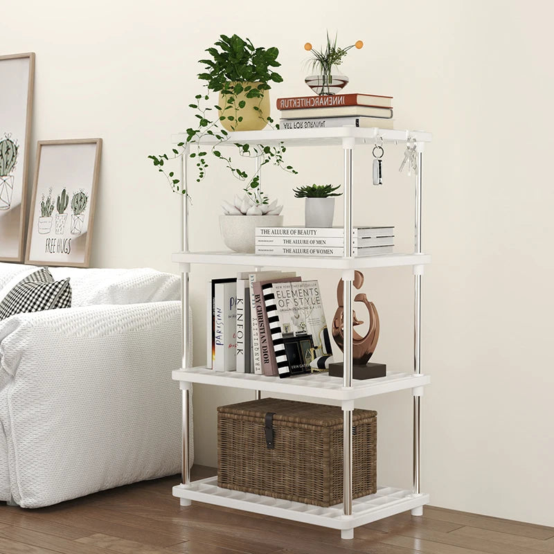 Floor Standing Storage Shelf - Multi-Tier Plastic Shelving Unit for Living Room, Kitchen & Bathroom, Everstock