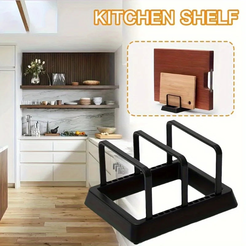 Pot Lid Organizer Rack - 3-in-1 Drying Tray for Pans, Lids & Cutting Boards, Kitchen Countertop Storage, Everstock