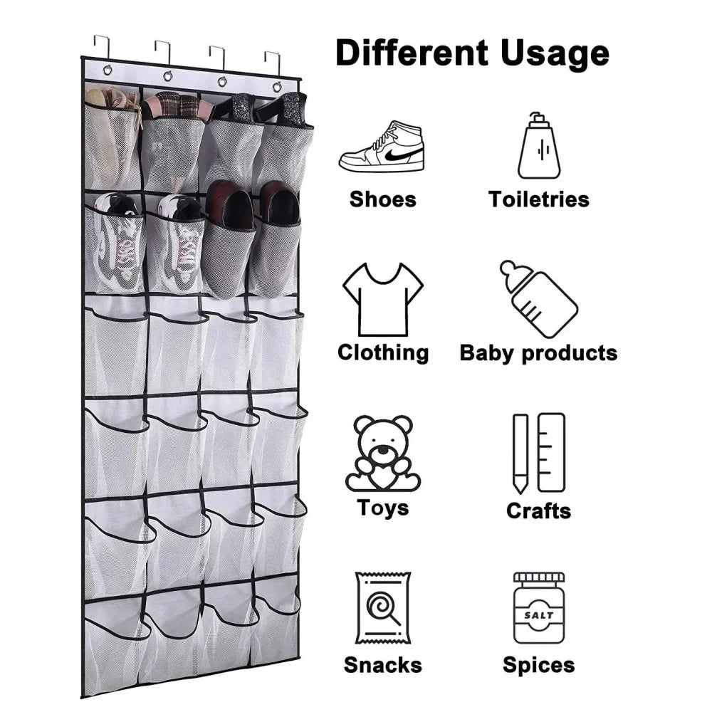 Over-the-Door Shoe Organizer - Hanging Non-Woven Fabric Rack with Large Mesh Pockets for Closet Doors, Everstock