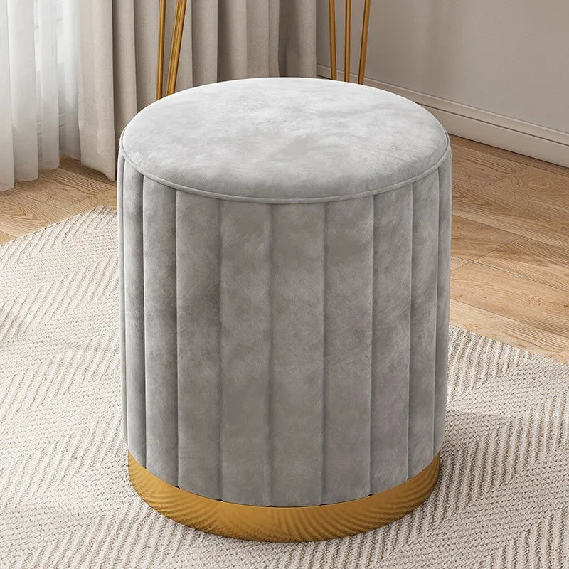 Round Storage Ottoman Stool - Cushioned Metal-Framed Vanity Seat with Hidden Storage for Bedroom Dressing Table, Everstock