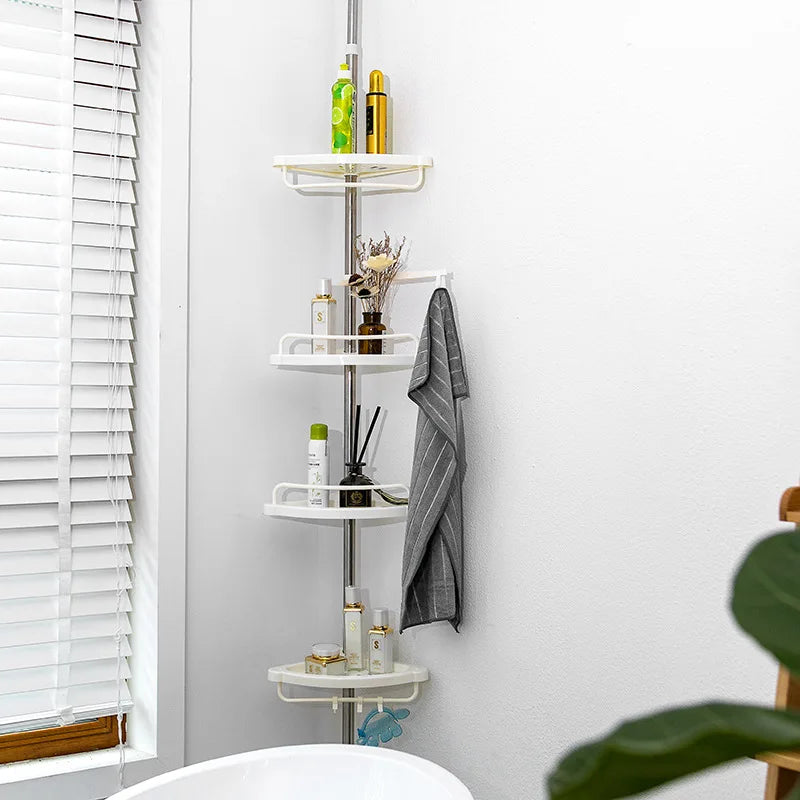 Telescopic Corner Shelf - No-Drill Floor-to-Ceiling Storage Rack for Bathroom, Everstock