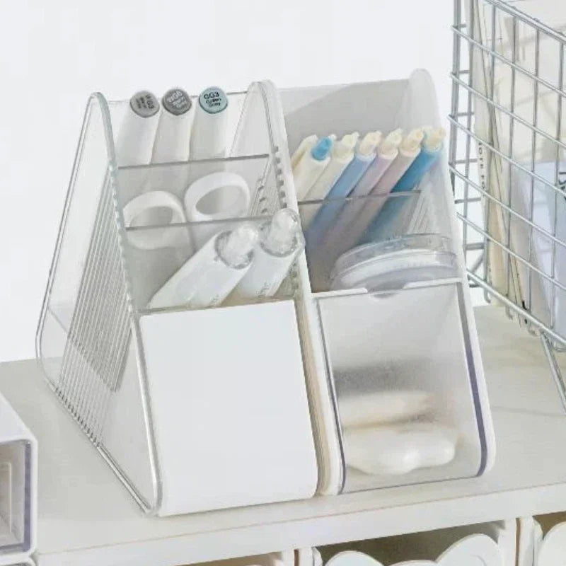 Clear Desk Organizer - Multi-Compartment Slots for Pens & Writing Instruments in Home & Office, Everstock