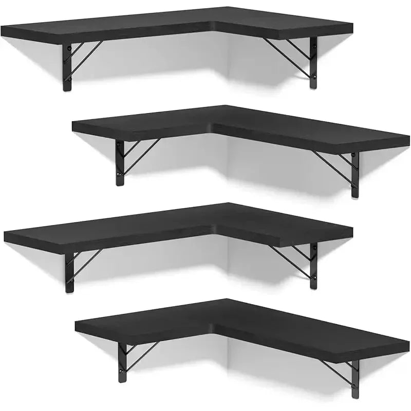 Wood Corner Shelf - Wall-Mounted Space-Saving Floating Display Shelf for Living Room & Bedroom, Everstock