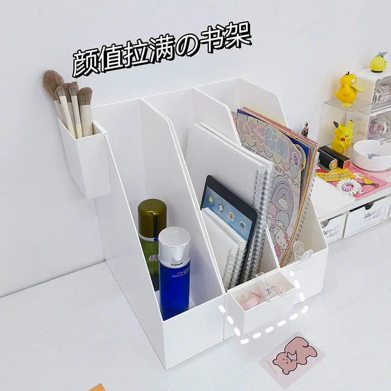 Desk Organizer with Bookend - Plastic Desktop Storage Box for Books, Files & Student Study Desks, Everstock