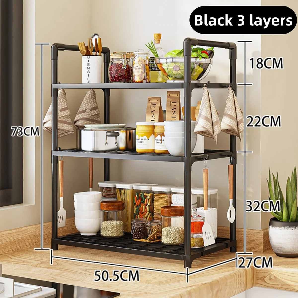 Multi-Tier Kitchen Storage Rack - Freestanding Floor Organizer Shelf for Pantry, Utility & Small Spaces, Everstock