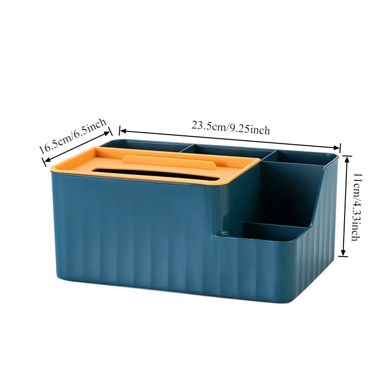 6-Section Tissue Box Organizer - Plastic Caddy with Remote Control Holder for Living Room Coffee Tables, Everstock