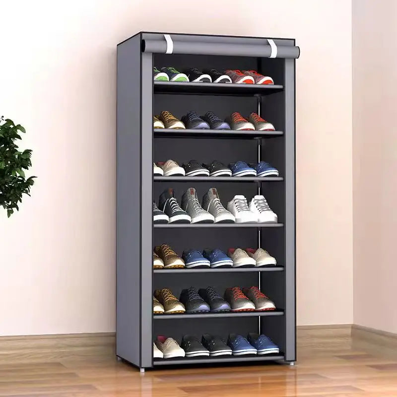 Dustproof Shoe Cabinet - Non-Woven Fabric Shoe Rack with Steel Frame, 5 to 9 Lattices for Entryway Storage, Everstock