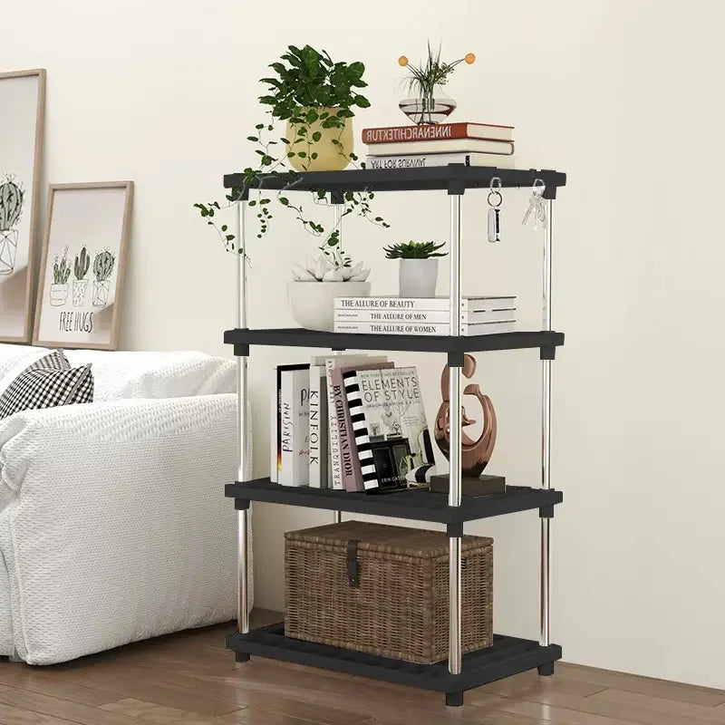 Floor Standing Storage Shelf - Multi-Tier Plastic Shelving Unit for Living Room, Kitchen & Bathroom, Everstock