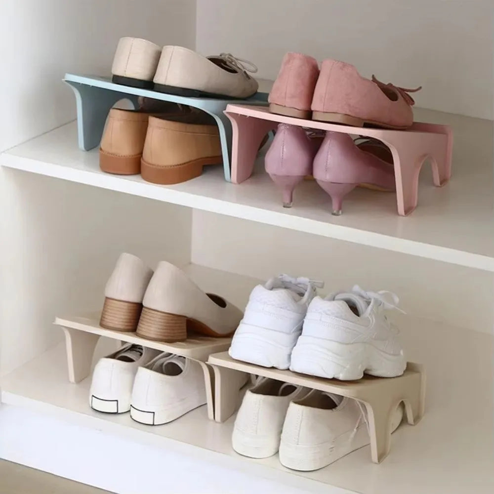 Double-Layer Shoe Holder - Space-Saving PP Plastic Shoe Rack Stacker for Shoe Cabinets and Entryway Shelves, Everstock