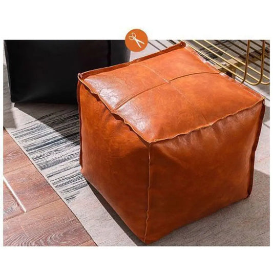 Storage Ottoman Pouf, Unfilled - Waterproof PU Leather Floor Stool Cover, 40 x 40cm, in 6 Colours, Everstock