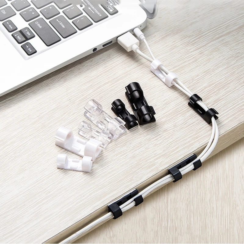 Cable Clips Set - Acrylic and ABS Resin Cord Holders in Two Sizes for Desk, Wall, Tile and Glass, Everstock