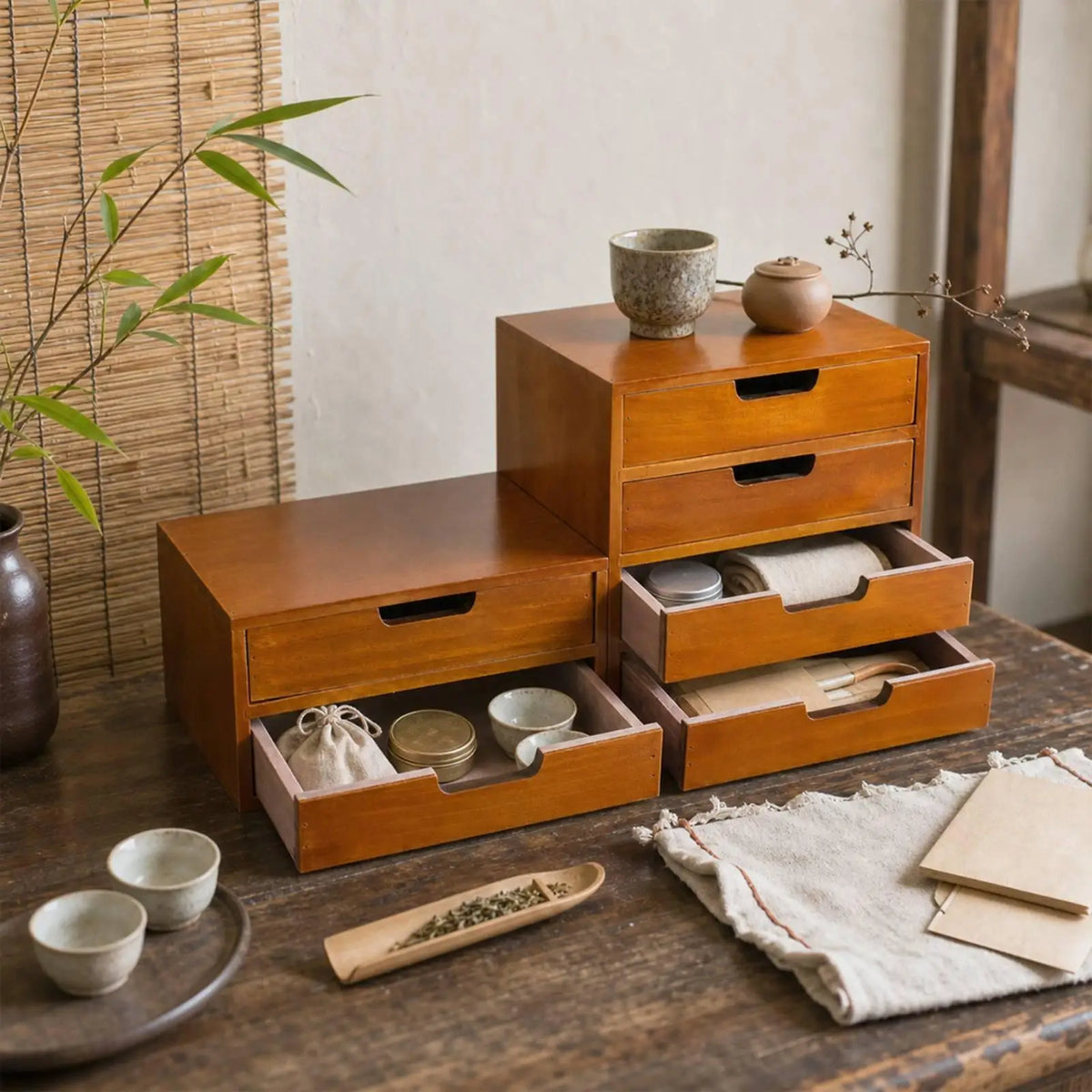Desk Organizer with Drawers - Solid Wood Tabletop Storage Cabinet for Vanity, Office & Stationery, Everstock