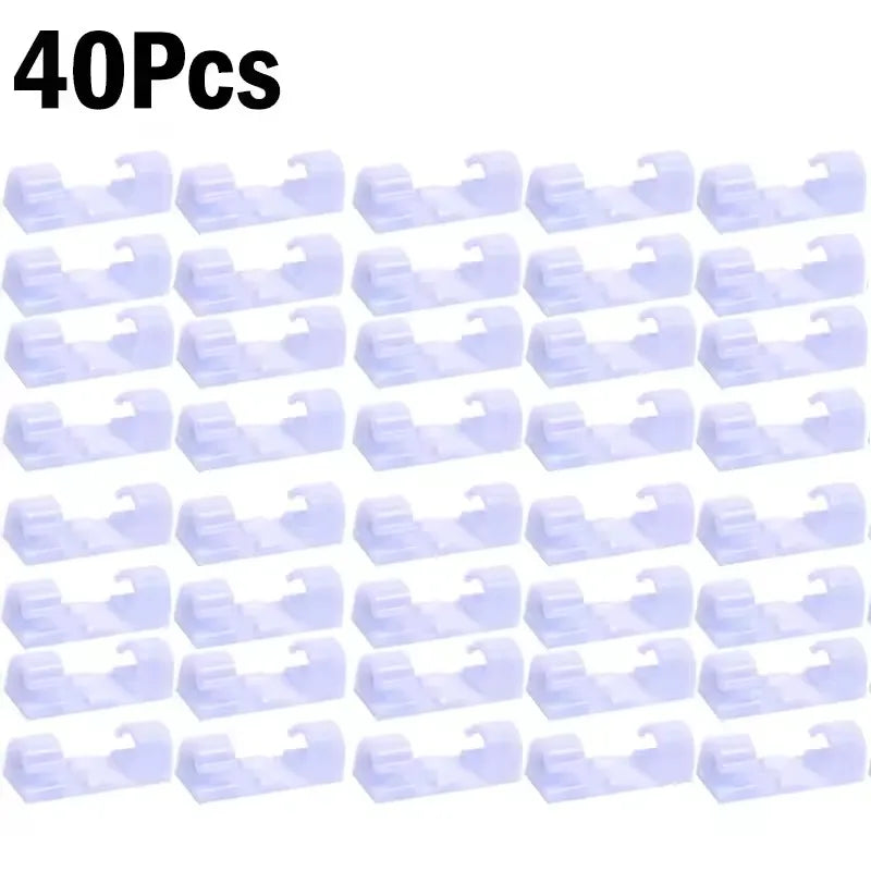 Self-Adhesive Cable Clips - ABS Cord Holders in 20-Piece and 16-Piece Sets for Desk, Home and Car, Everstock