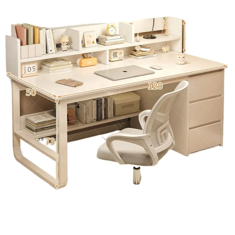 White Drawer Office Desk Fancy Organizer Ergonomic Computer Vanity Office Desk Study Sedentary Biurka Komputerowe Furnitures