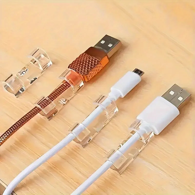 Clear Cable Clips - Transparent Adhesive Cord Holders for Wall, Desk and Skirting Cable Management, Everstock