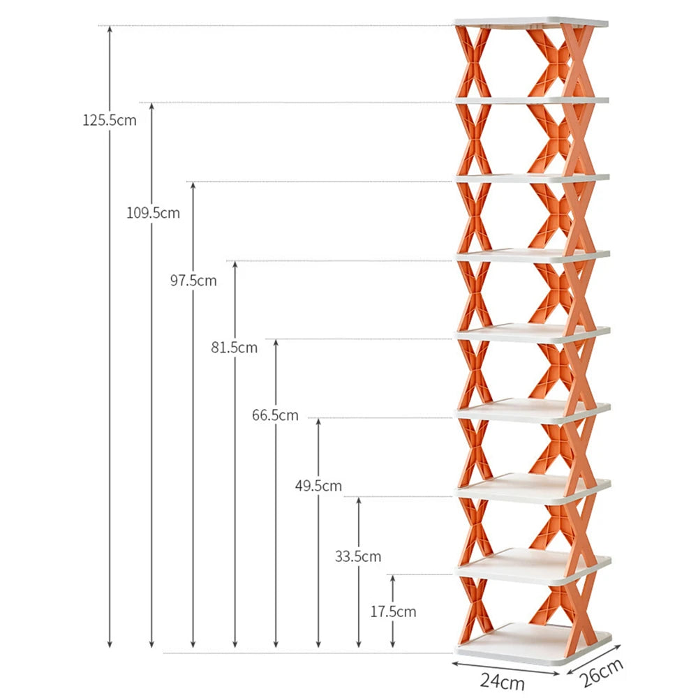 Narrow Stackable Shoe Rack - 2 to 9 Tier DIY Plastic Shoe Organizer for Slim Gaps and Dorm Rooms, Everstock
