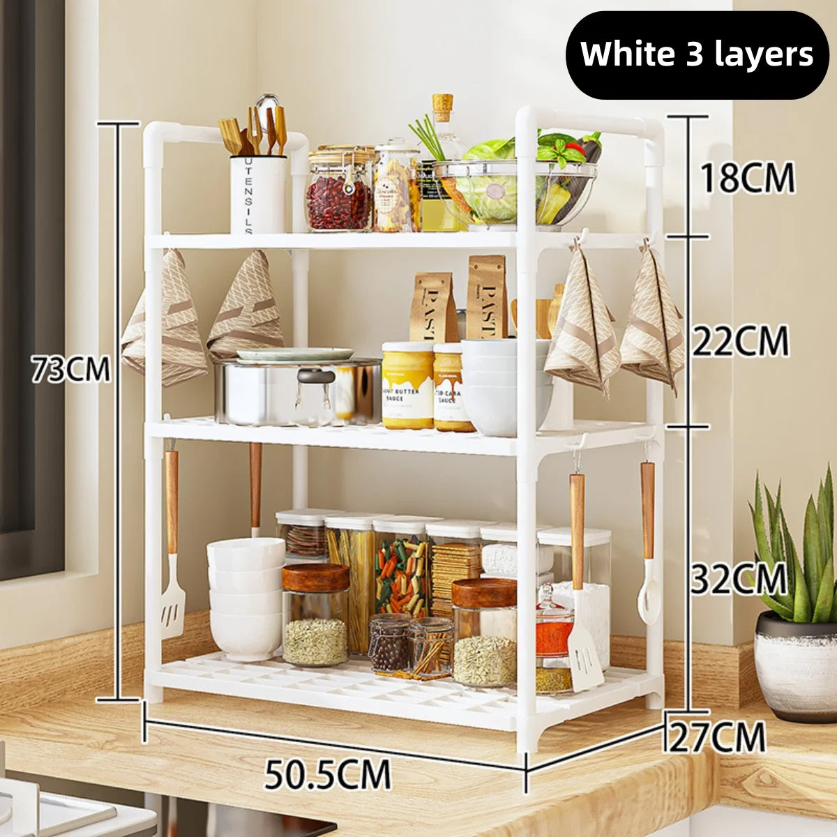 Multi-Tier Kitchen Storage Rack - Freestanding Floor Organizer Shelf for Pantry, Utility & Small Spaces, Everstock