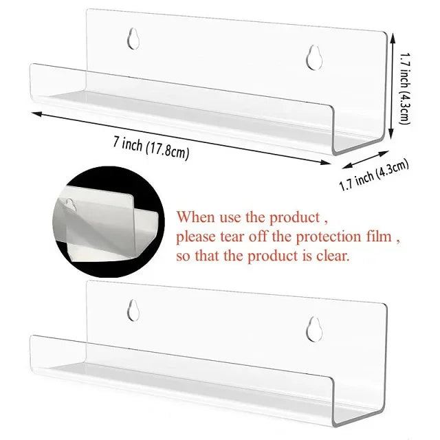 Acrylic Album Wall Ledge 2 Pack - Clear Record Display Shelves for Vinyl, CDs and Art Books, Everstock