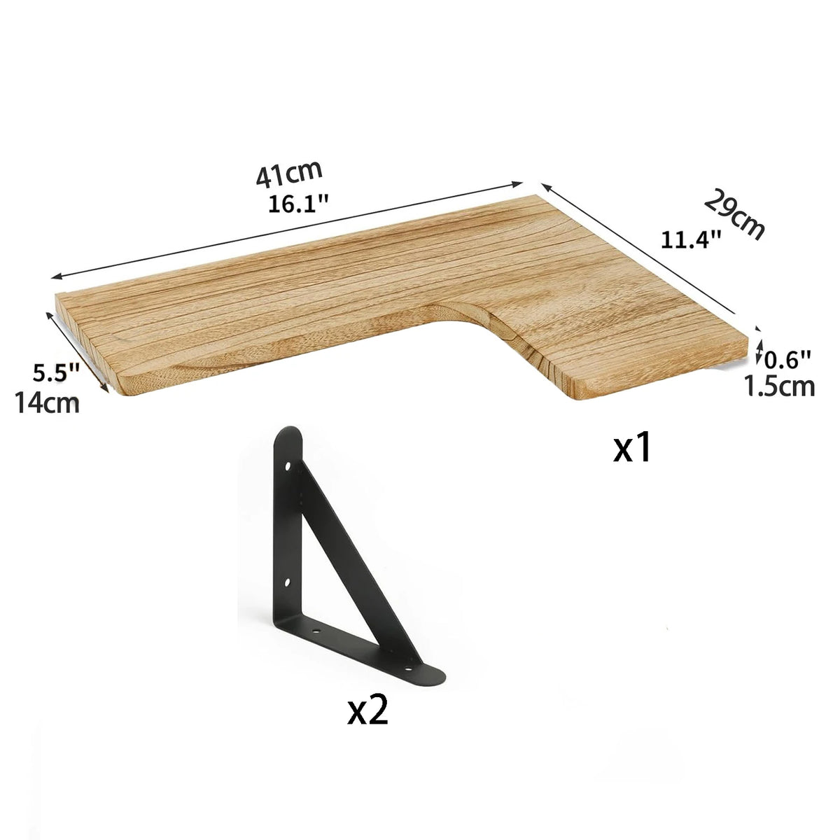 Wood Corner Shelf - Wall-Mounted Space-Saving Floating Display Shelf for Living Room & Bedroom, Everstock
