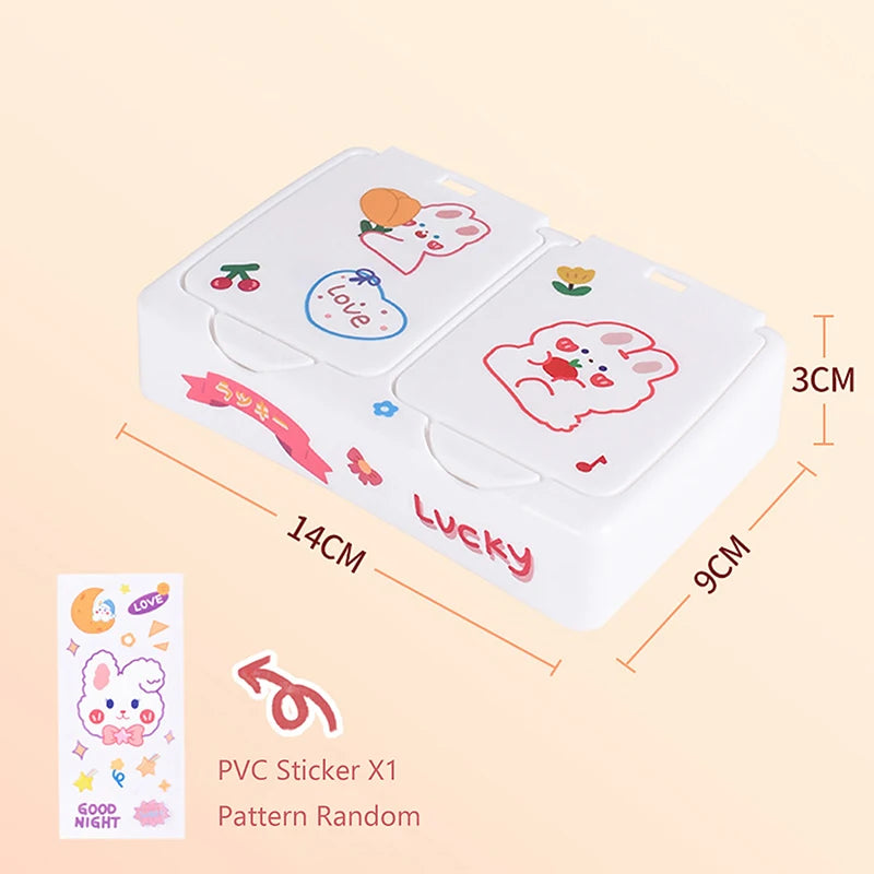 Desk Organizer Box with Lid - Cartoon PP Divided Storage Case for Jewelry, Stationery and Cosmetics, Everstock