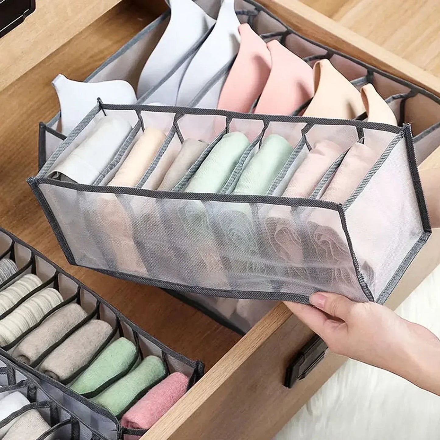 Closet Underwear Organizer Box - Wardrobe Drawer Dividers for Bras, Socks & Folded Clothes, Everstock