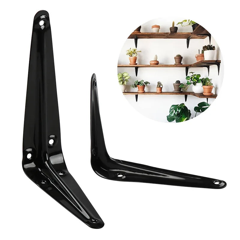 Black Shelf Brackets - Cold-Rolled Steel L-Brackets in 6, 8, 10 and 12 Inch for Wood Board Shelves, Everstock