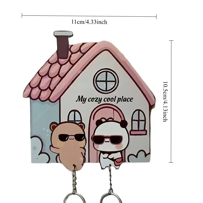 Magnetic Cartoon Key Holder - Panda Character Key Hanger for Fridge Doors, Metal Cabinets and Entryways, Everstock