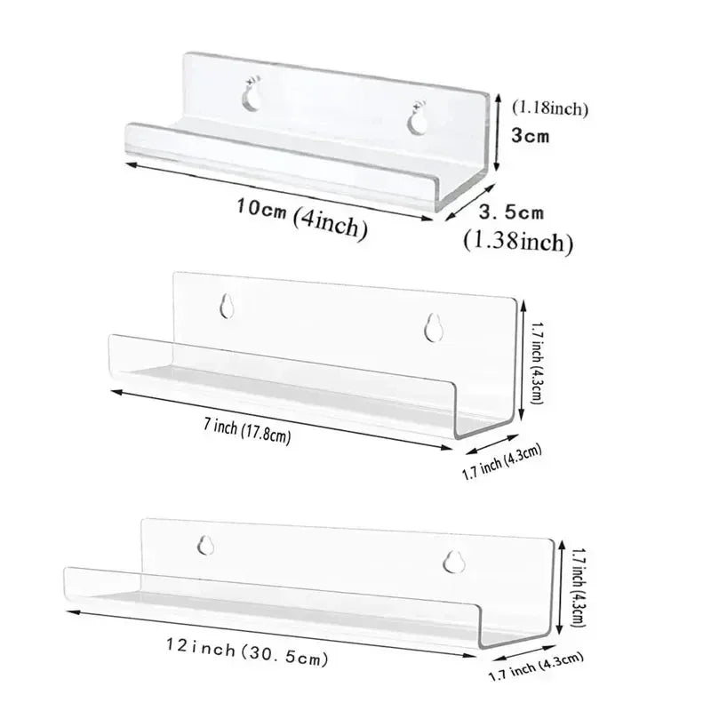 Acrylic Album Wall Ledge 2 Pack - Clear Record Display Shelves for Vinyl, CDs and Art Books, Everstock