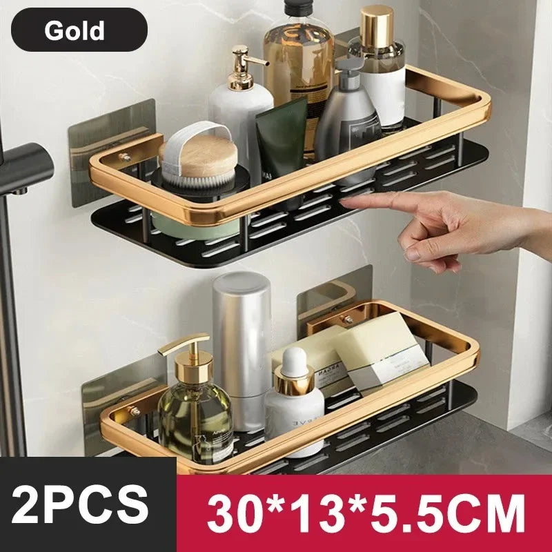 Aluminum Alloy No-Drill Shower Shelf - Shampoo Rack Organizer for Bathroom & Kitchen, Everstock