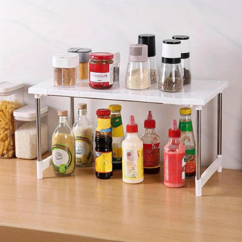 Expandable Microwave Shelf - Adjustable Countertop Stand and Cabinet Organizer for Kitchen Storage, Everstock