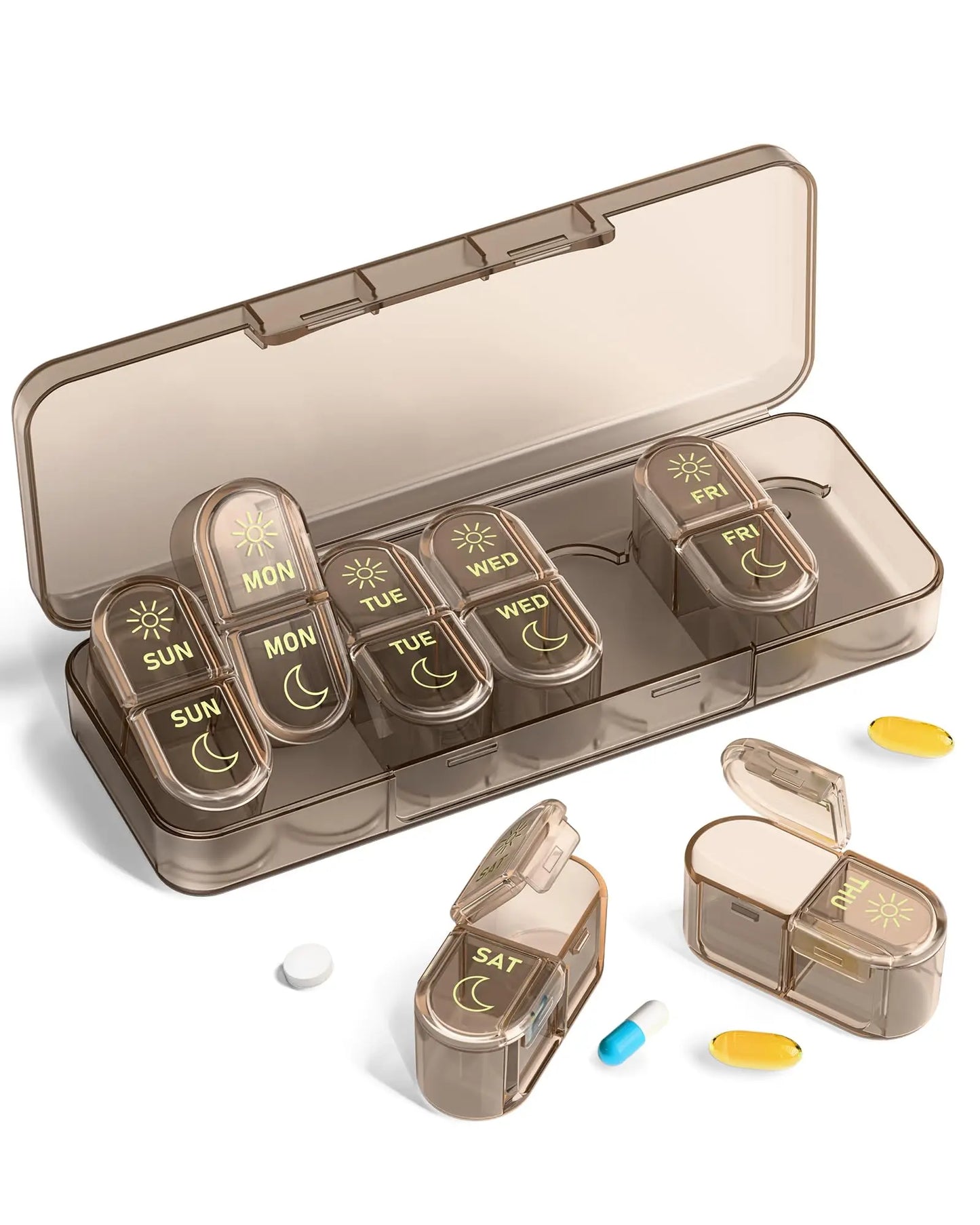 7-Day Pill Storage Case - AM & PM Weekly Organizer Box for Travel & Daily Use, Everstock
