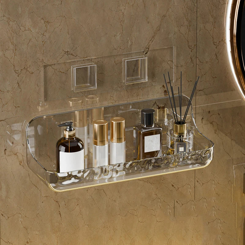 Acrylic No-Drill Shower Shelf - Wall Mounted Cosmetics Storage Rack for Washstand, Everstock